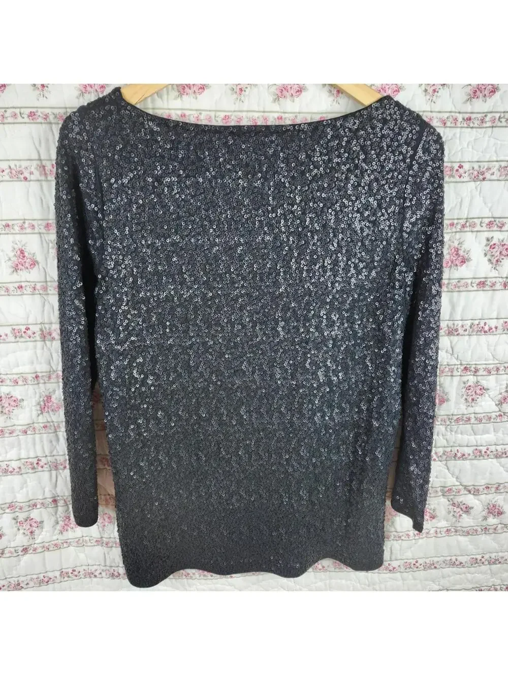 J.Crew Black Sequin Long Sleeve Top, Medium